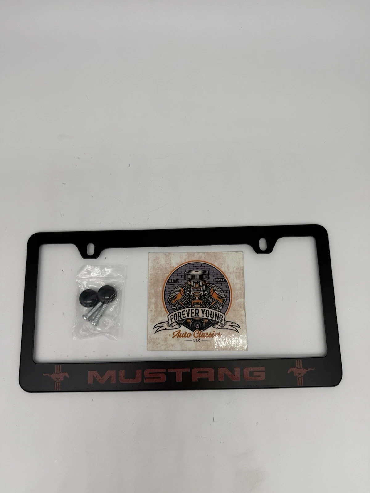 Ford Mustang Metal License Plate Frame Black