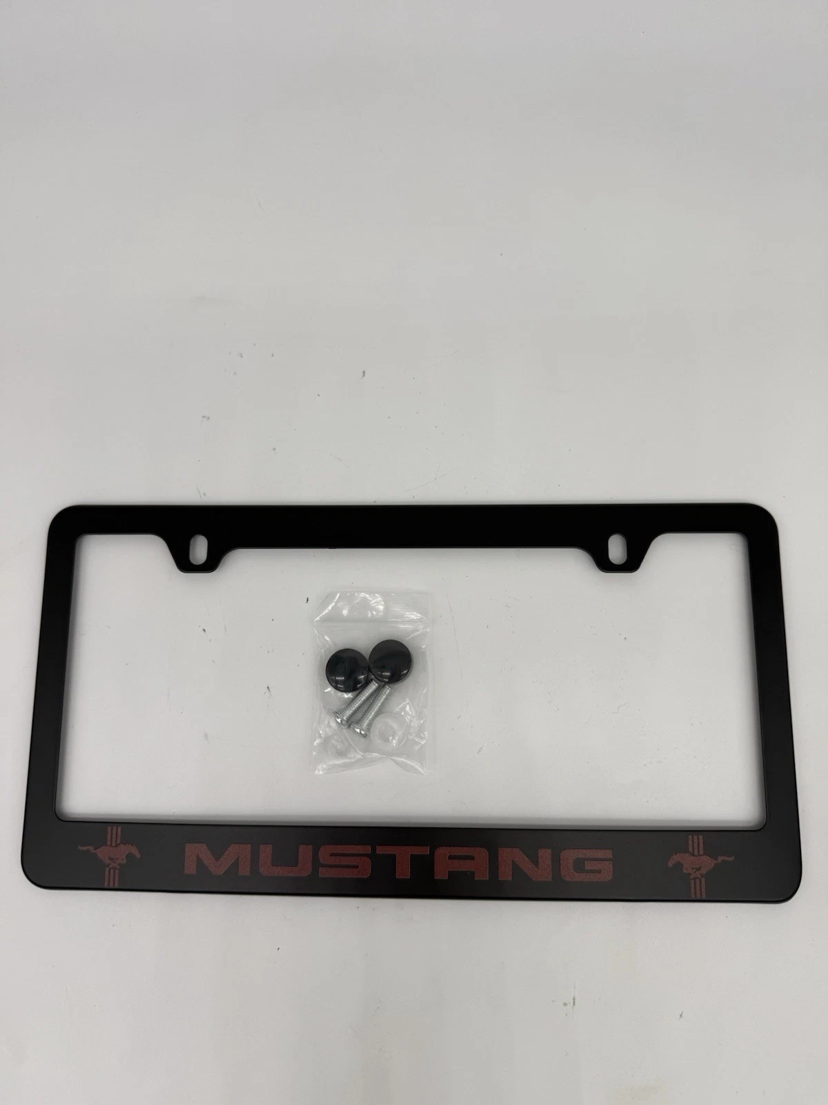 Ford Mustang Metal License Plate Frame Black - Image 2