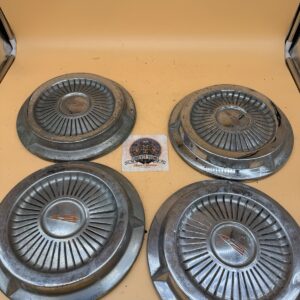 1958-60 GM Oldsmobile Rocket 88 10.5” Dog Dish Hub Caps ORIGINAL SET OF 4